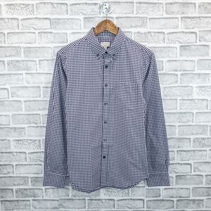 CLUB MONACO Men's Slim fit Button Down Shirt in Blue Gingham Check Size Small